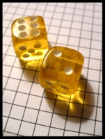 Dice : Dice - 6D - Pair Pale Yellow Clear  with White Pips Pillow Shape